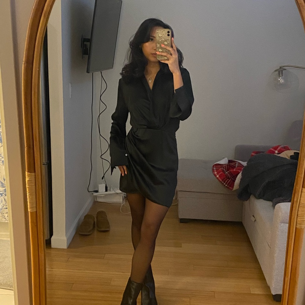 Zara Black Long Sleeve Dress